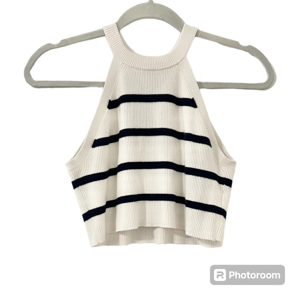 Zara Ribbed Knit Striped Racerback Tank Top